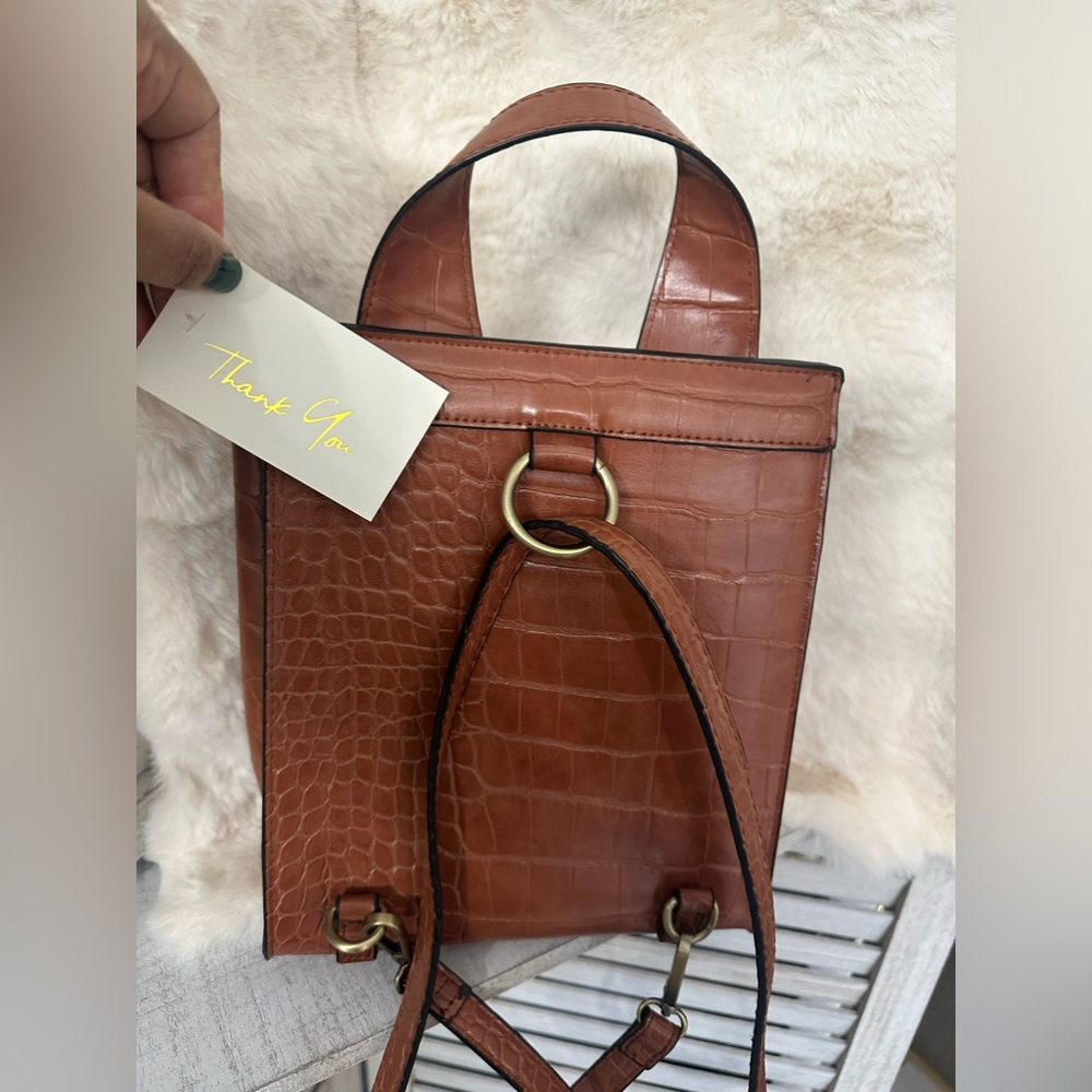 NEW•ASOS Brown Adjustable Backpack/ Convertible S… - image 4